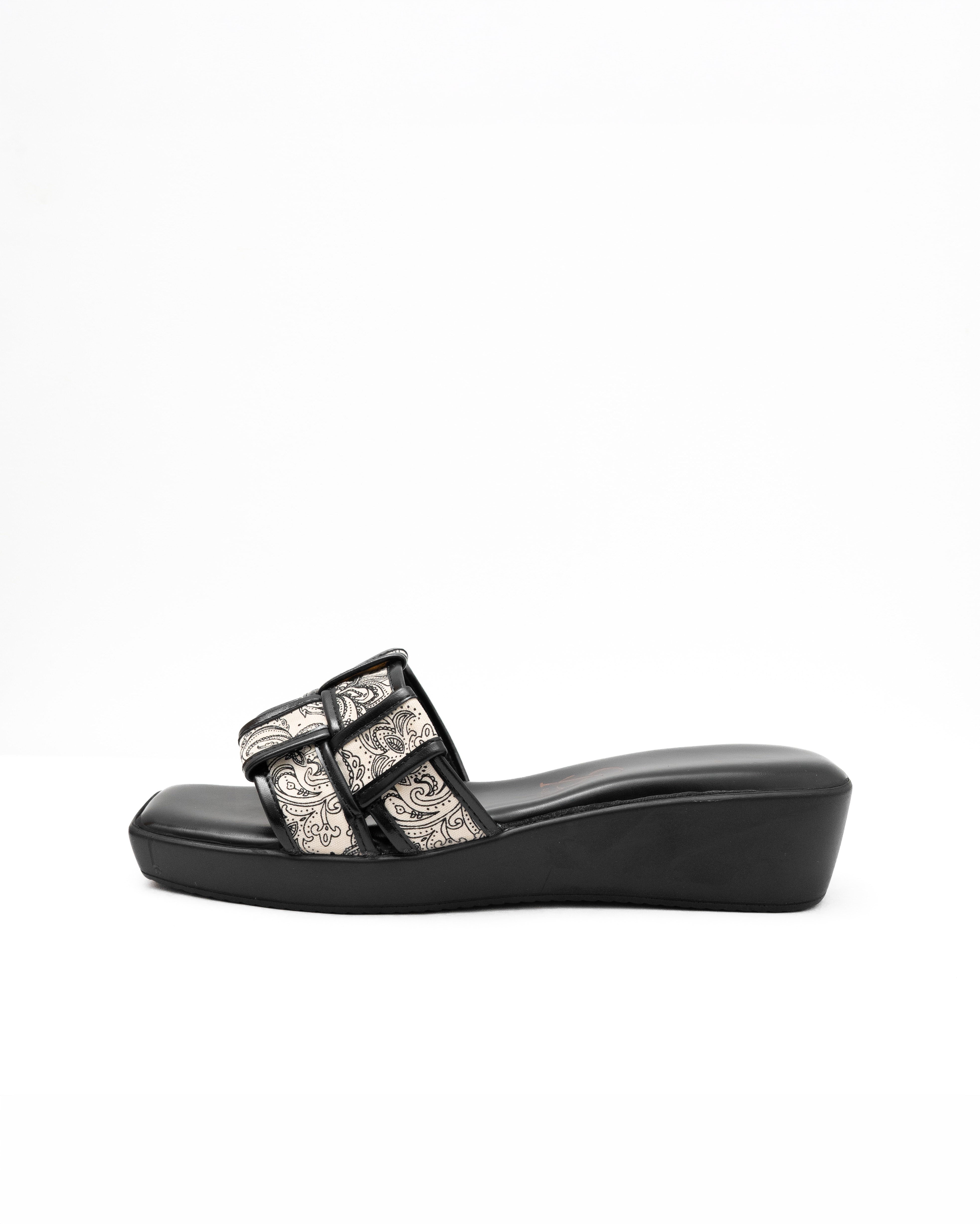 Printed Strap Weave Detail Wedges