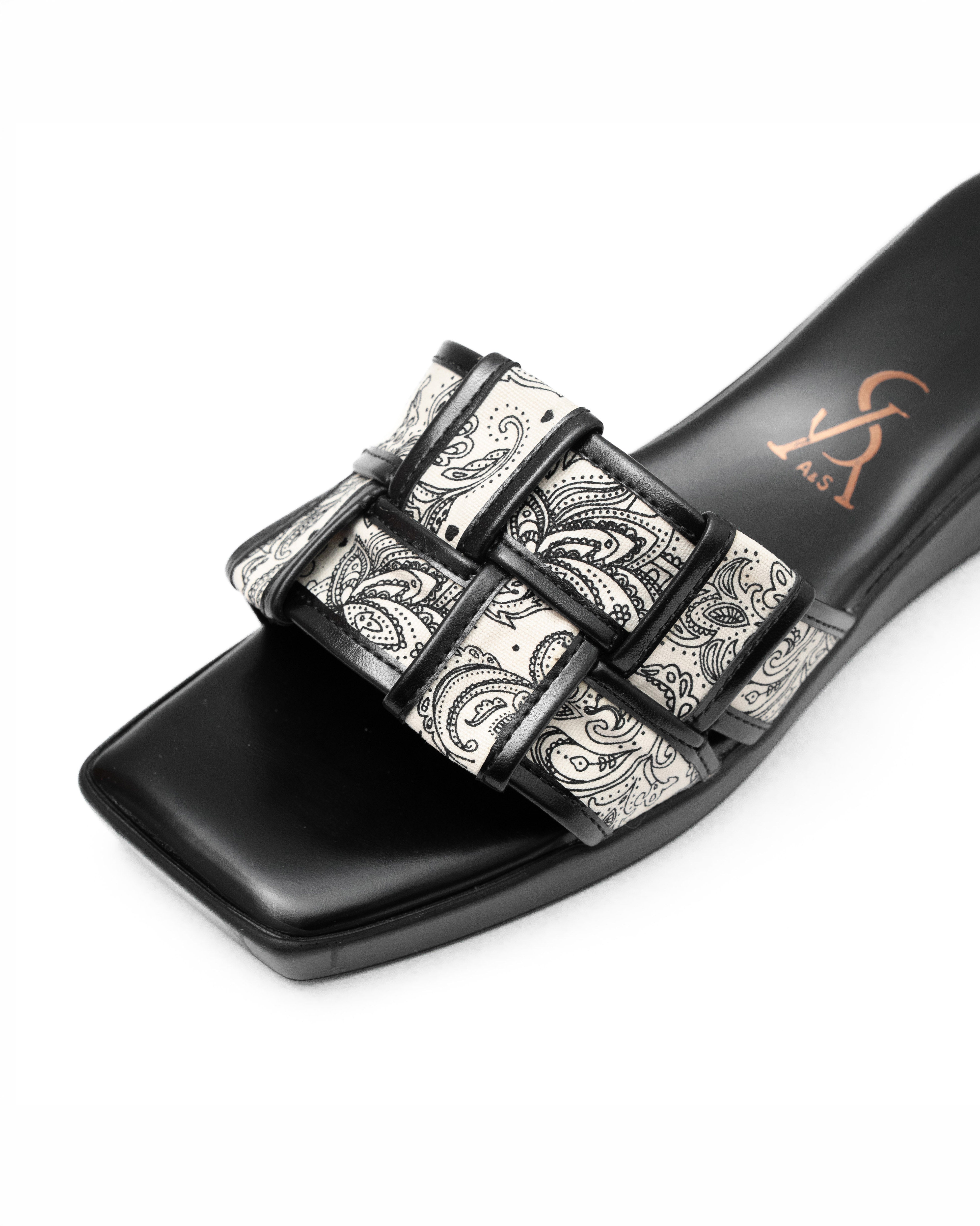 Printed Strap Weave Detail Wedges