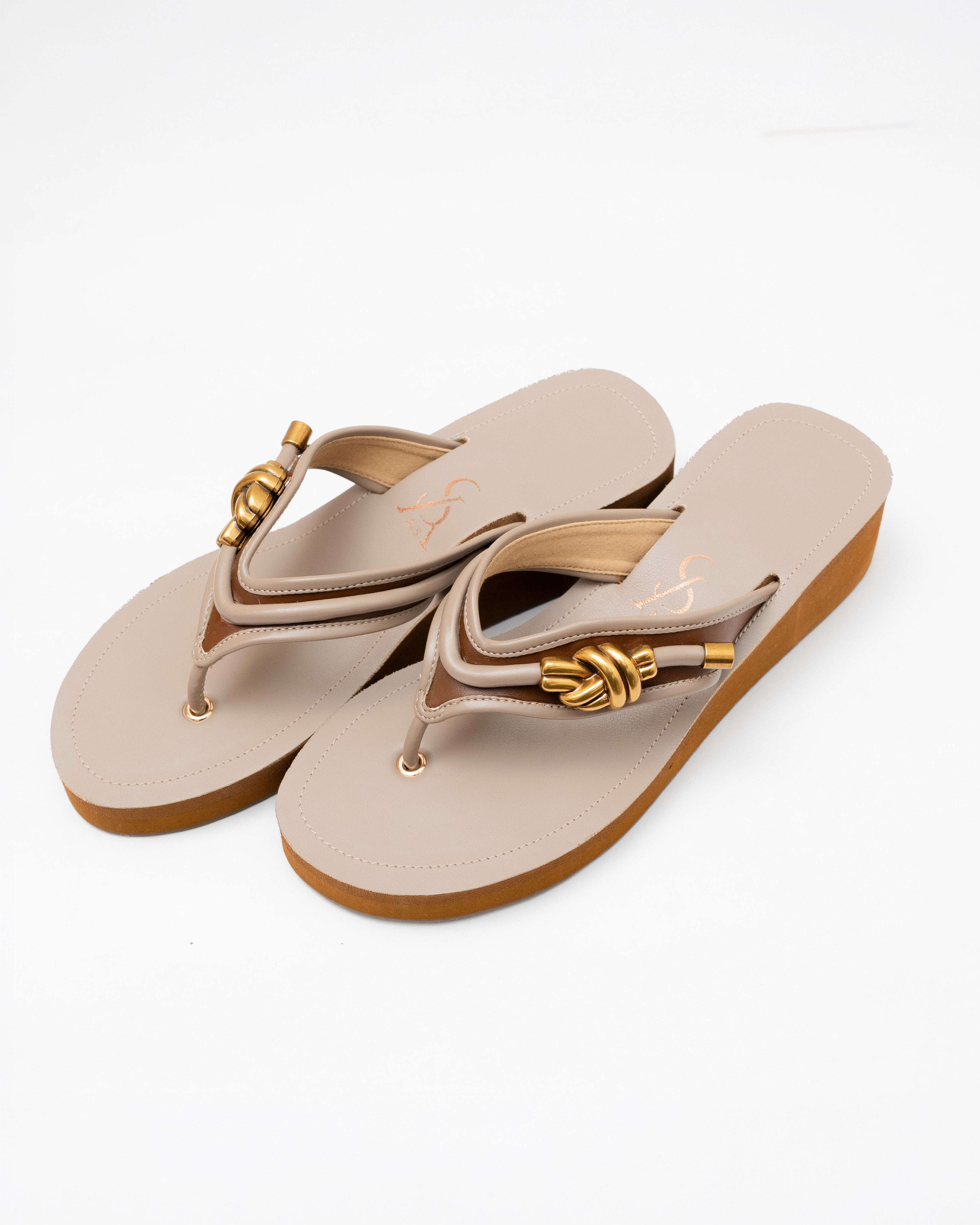 Golden Knot Strap Detail Wedges