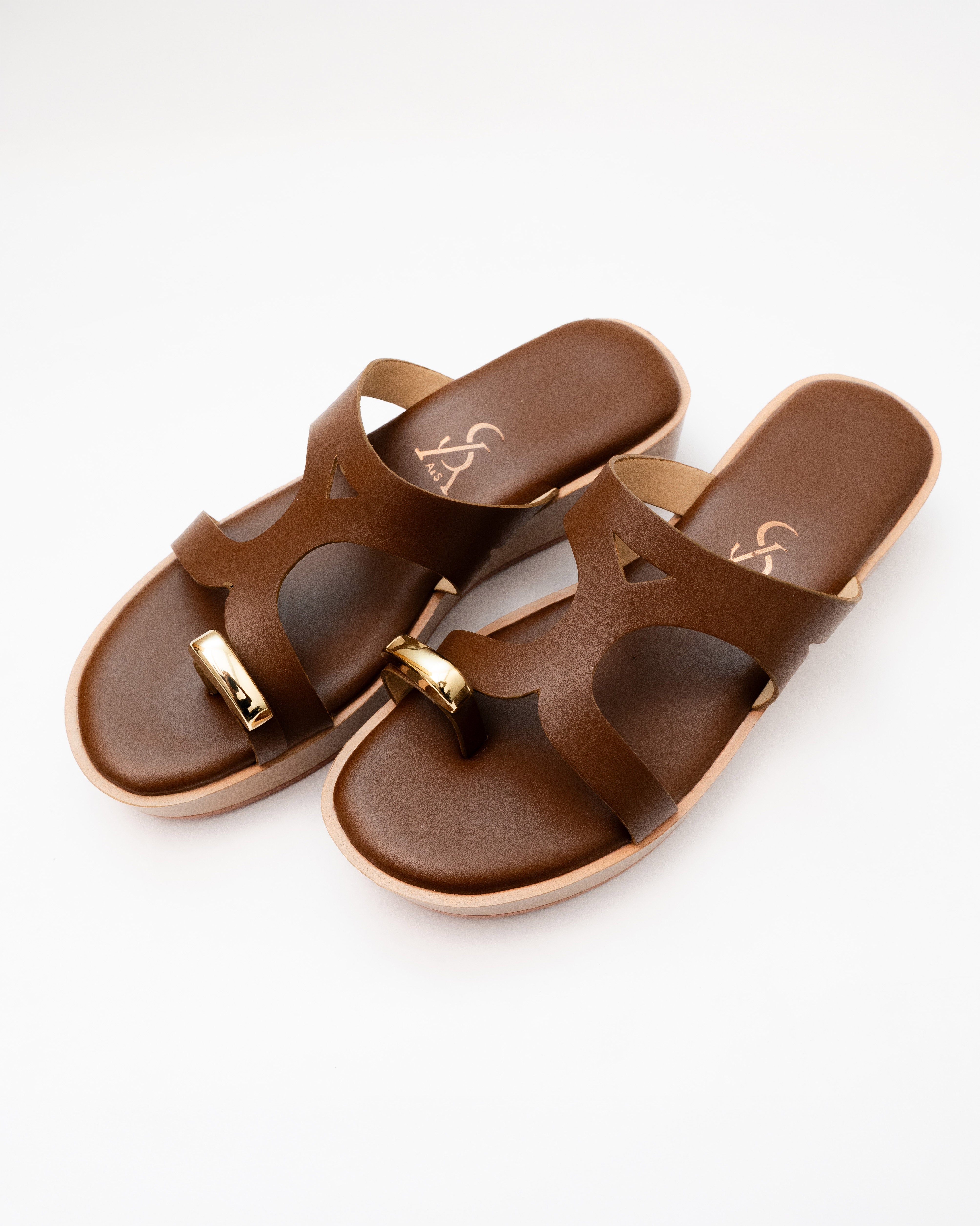Golden Toe Detail cutout Wedges