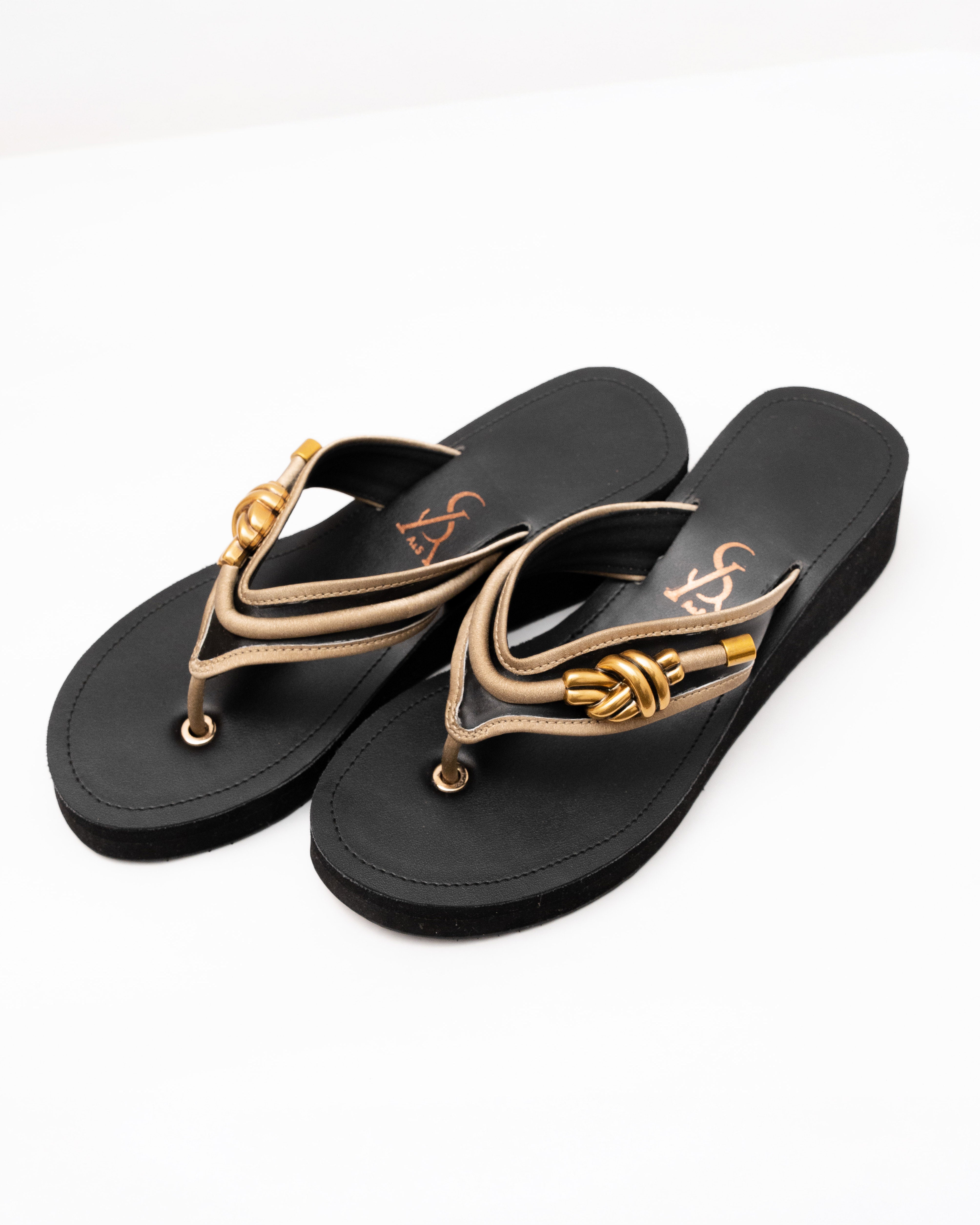 Golden Knot Strap Detail Wedges