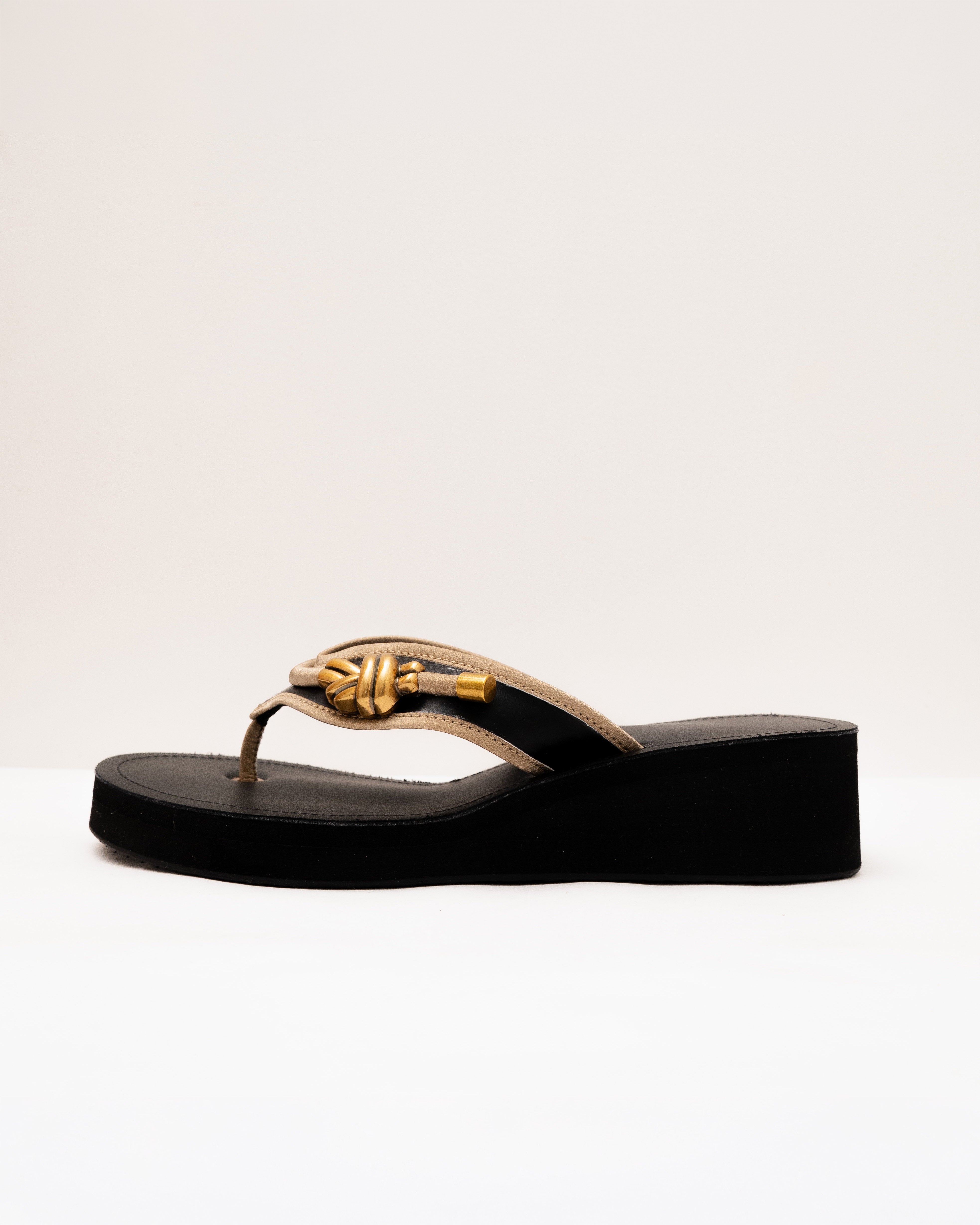 Golden Knot Strap Detail Wedges