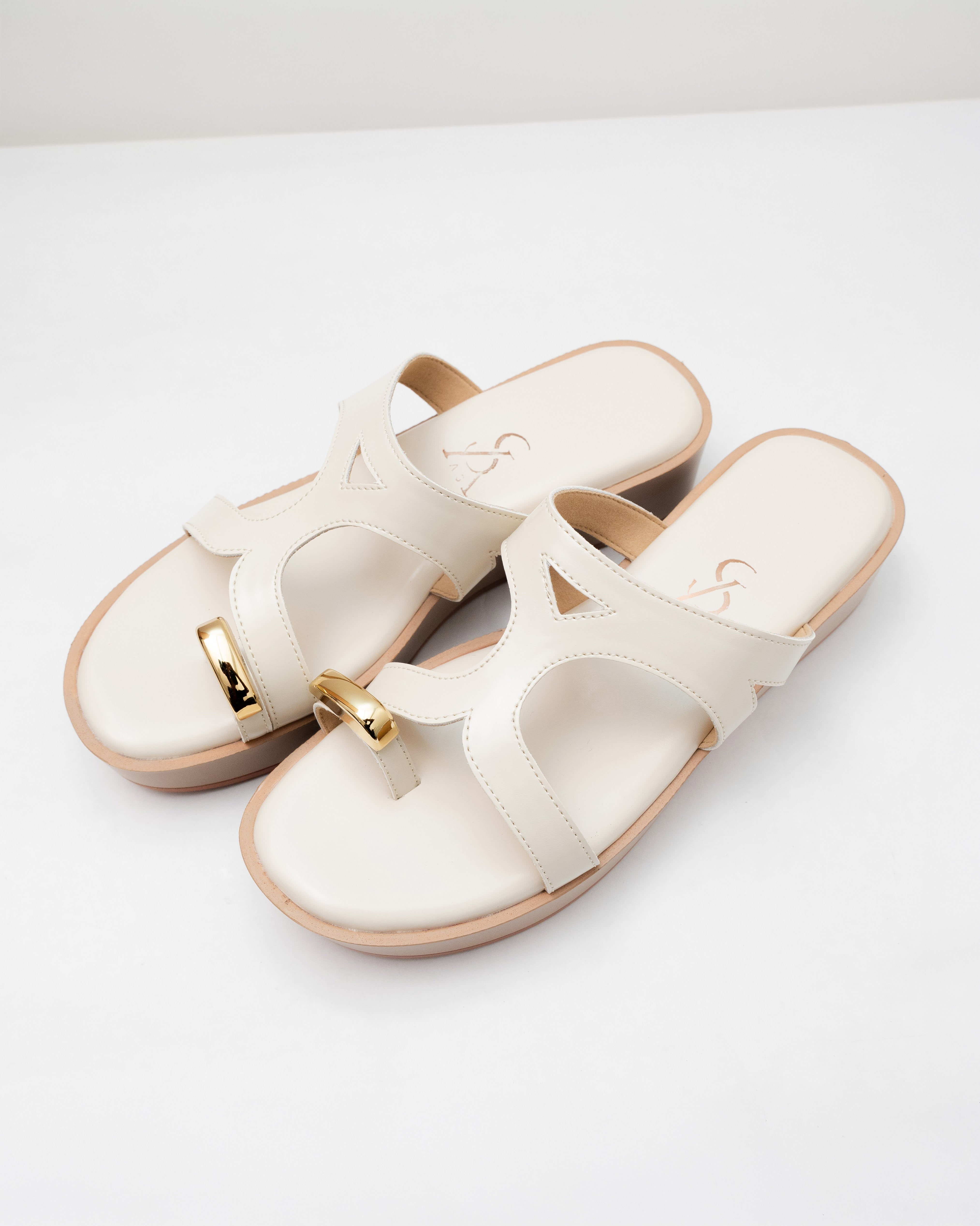 Golden Toe Detail cutout Wedges