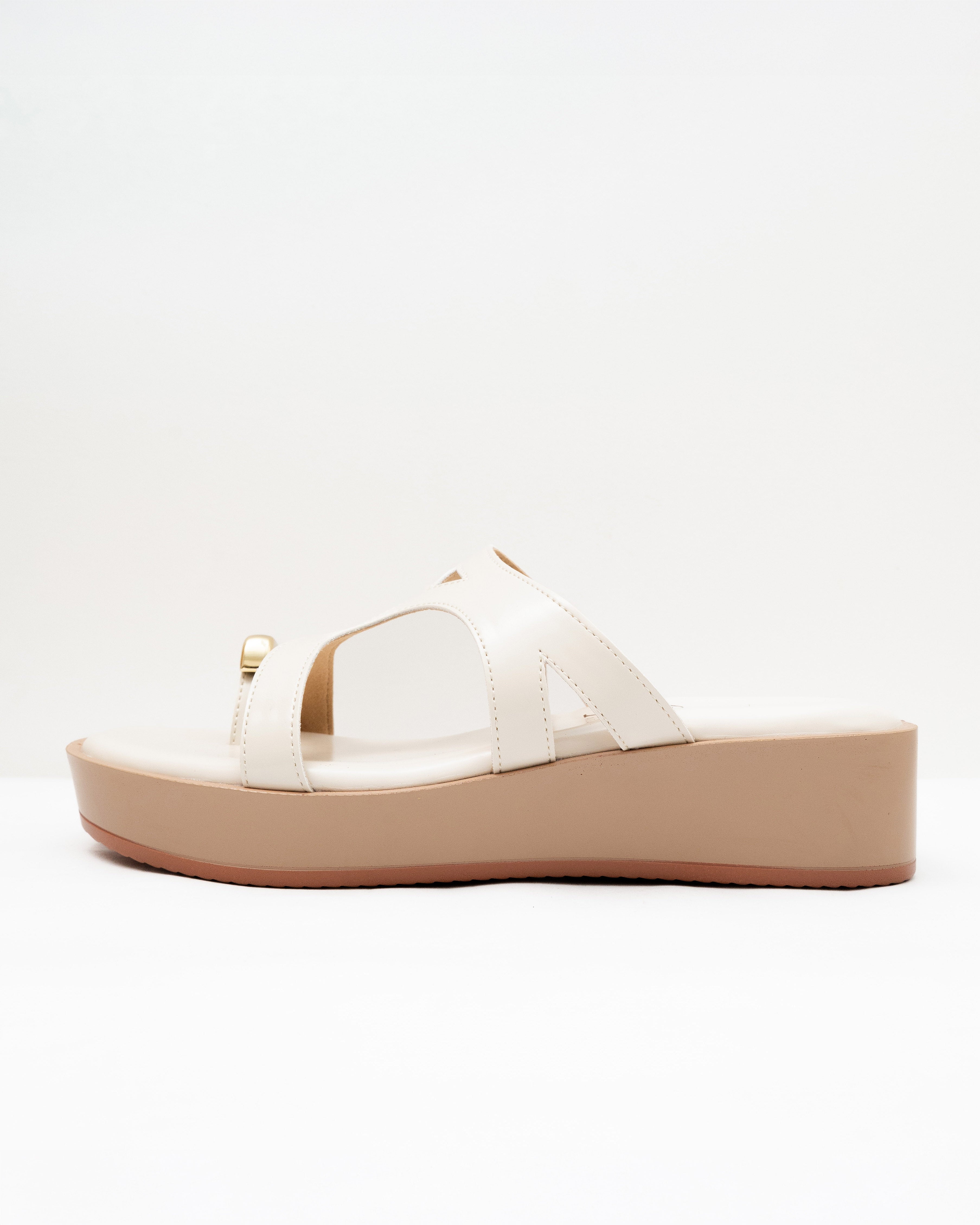 Golden Toe Detail cutout Wedges