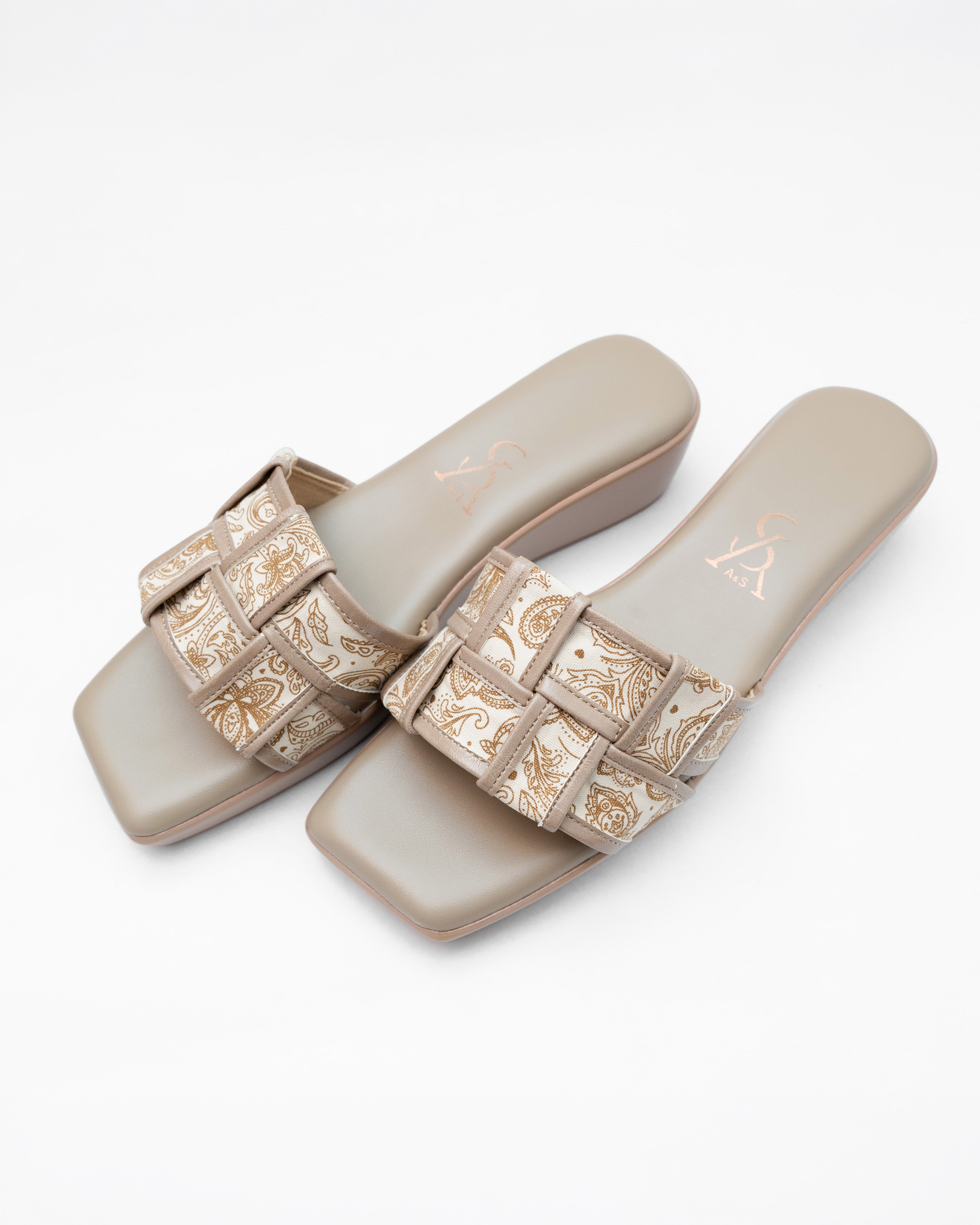 Printed Strap Weave Detail Wedges