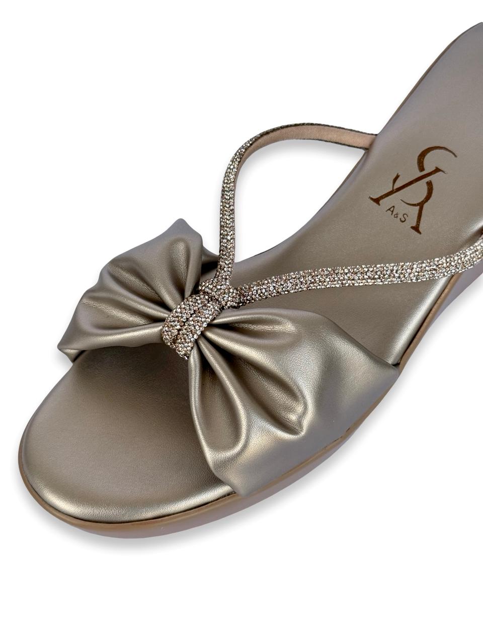 Bow Detail Rhinestone Wedges