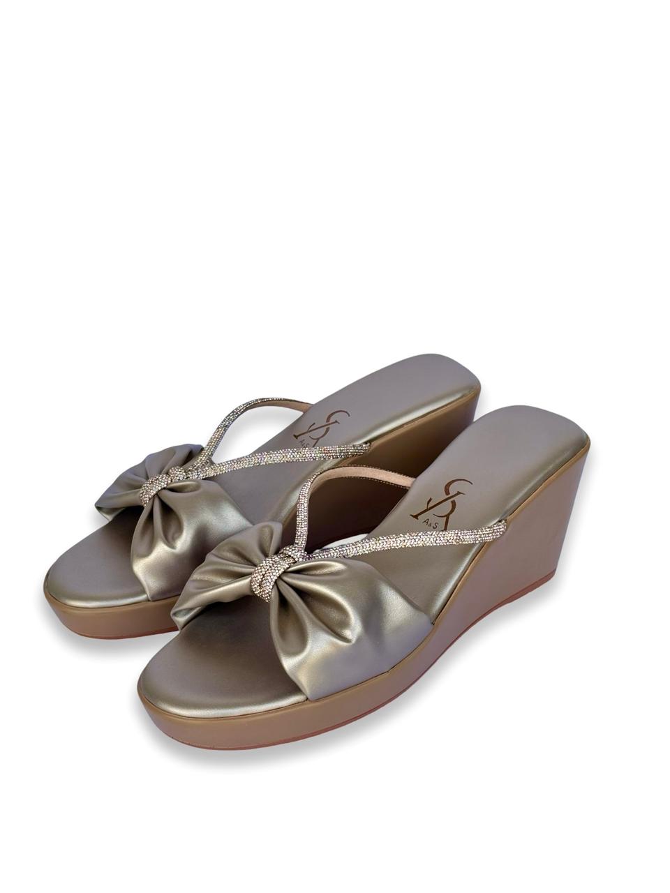 Bow Detail Rhinestone Wedges