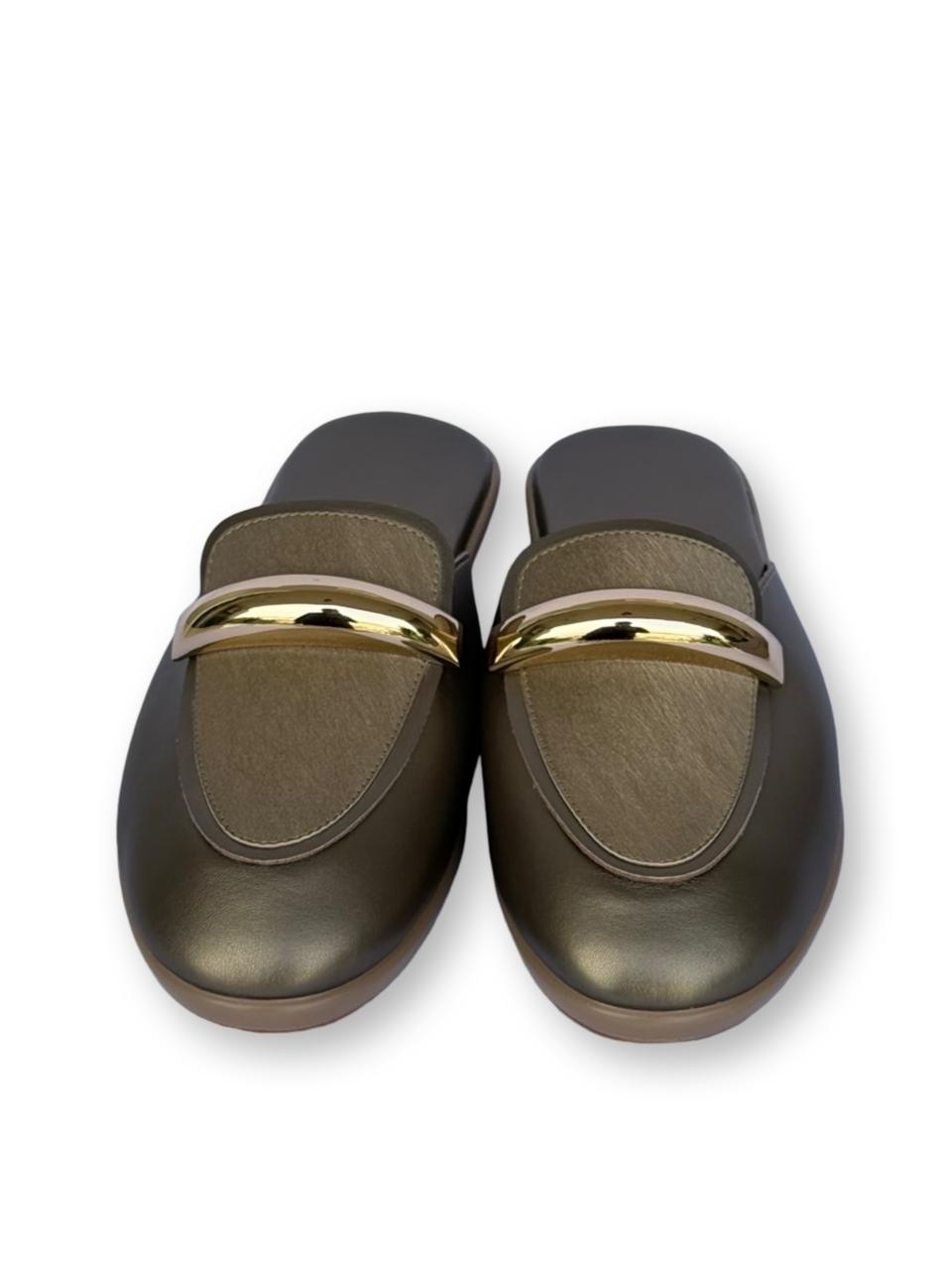 Metallic Tone and gold buck detail Flats