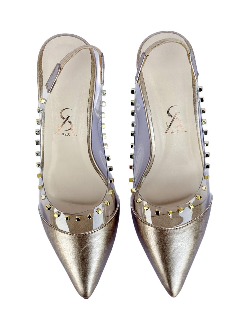 Studded Vinyl Detail Block Heels