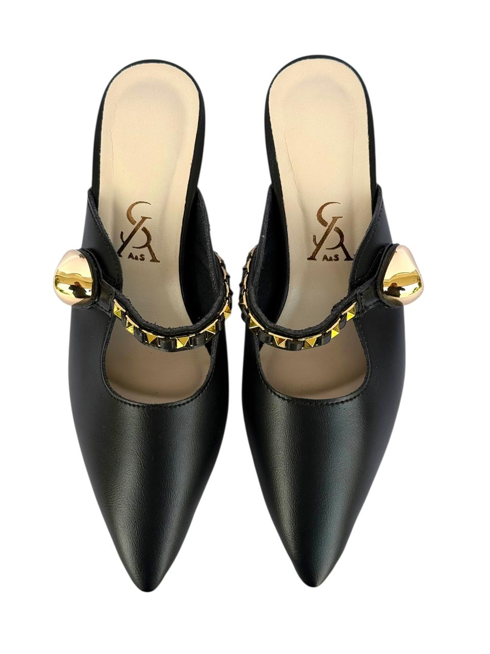 Studded Strap Detail Kitten Heels