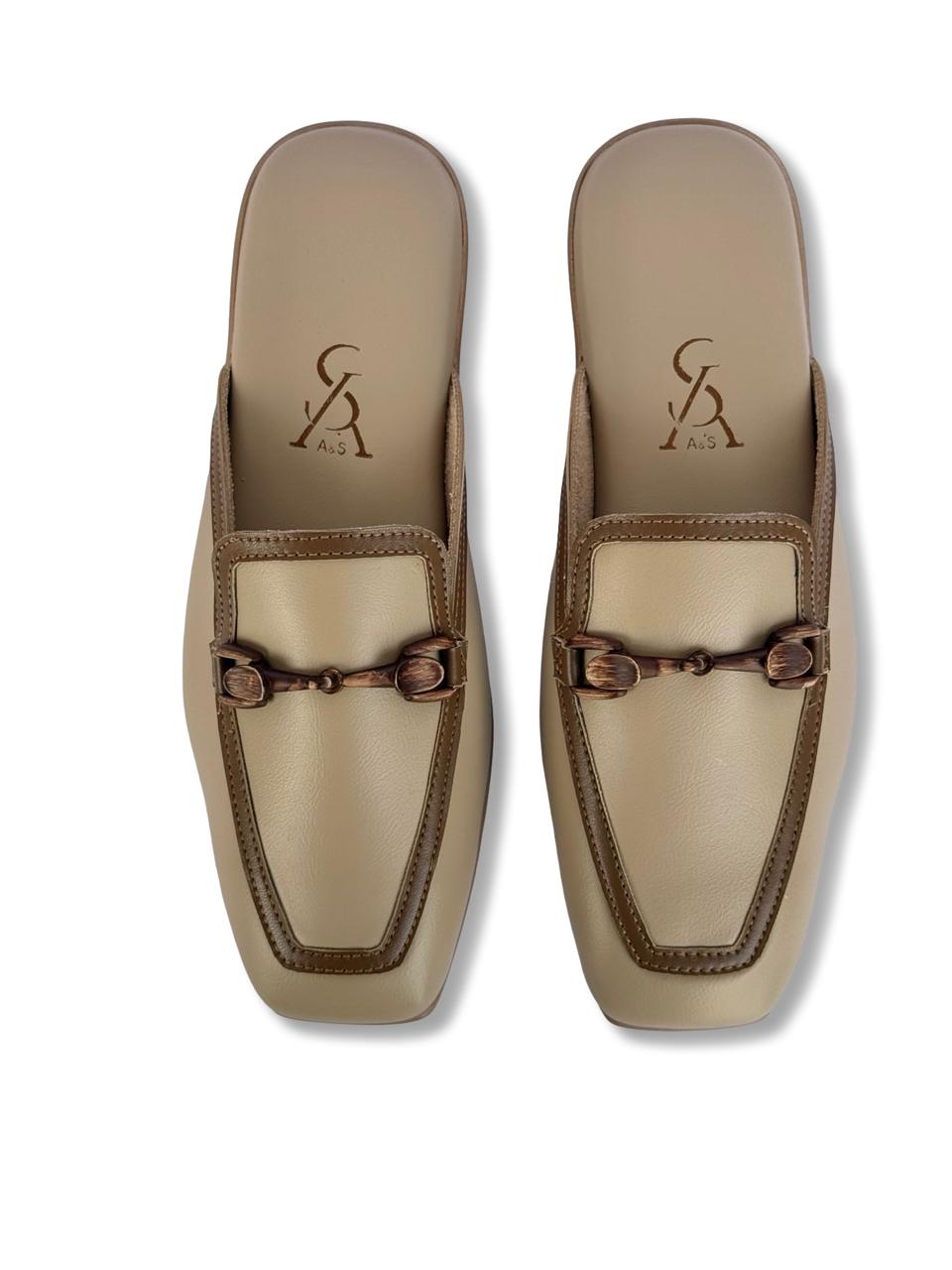 Dual Toned Buckle Detail Mules