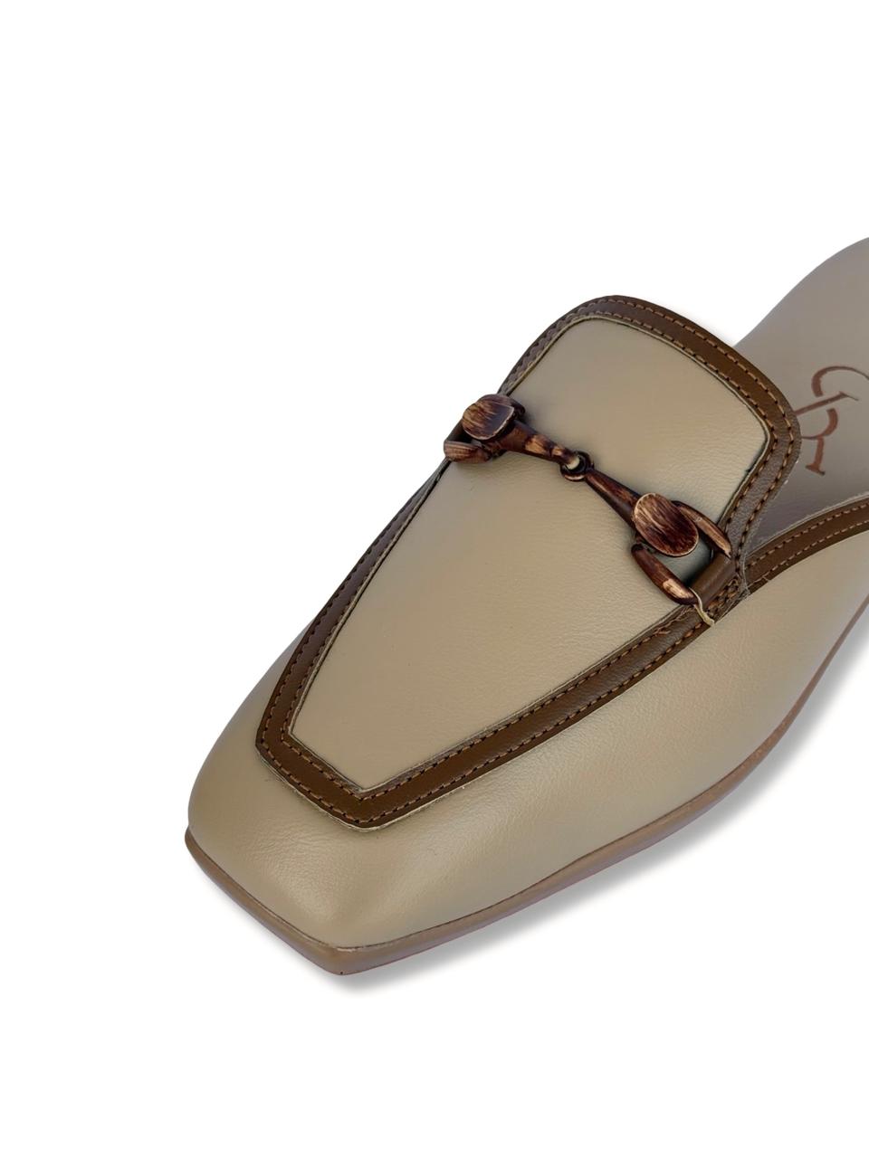 Dual Toned Buckle Detail Mules