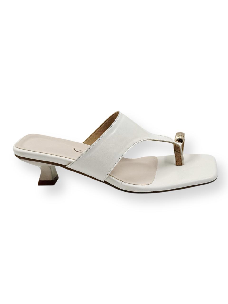 Metallic toe strap kitten heels