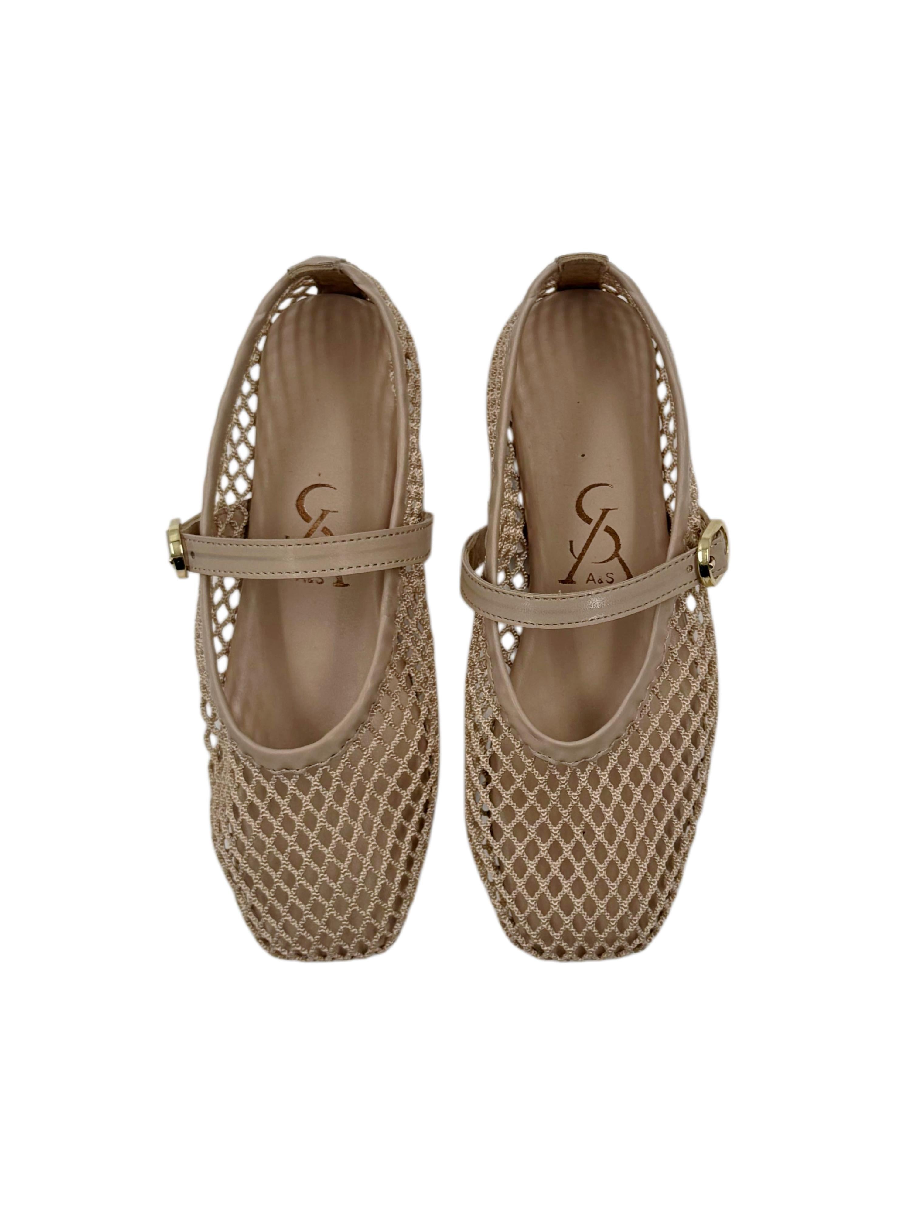 Honeycomb mesh kids ballerinas