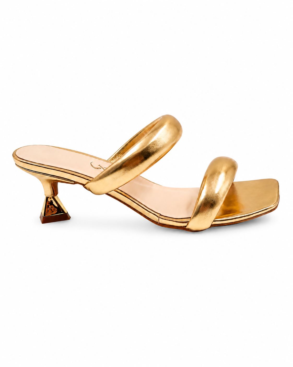 Metallic kitten heels