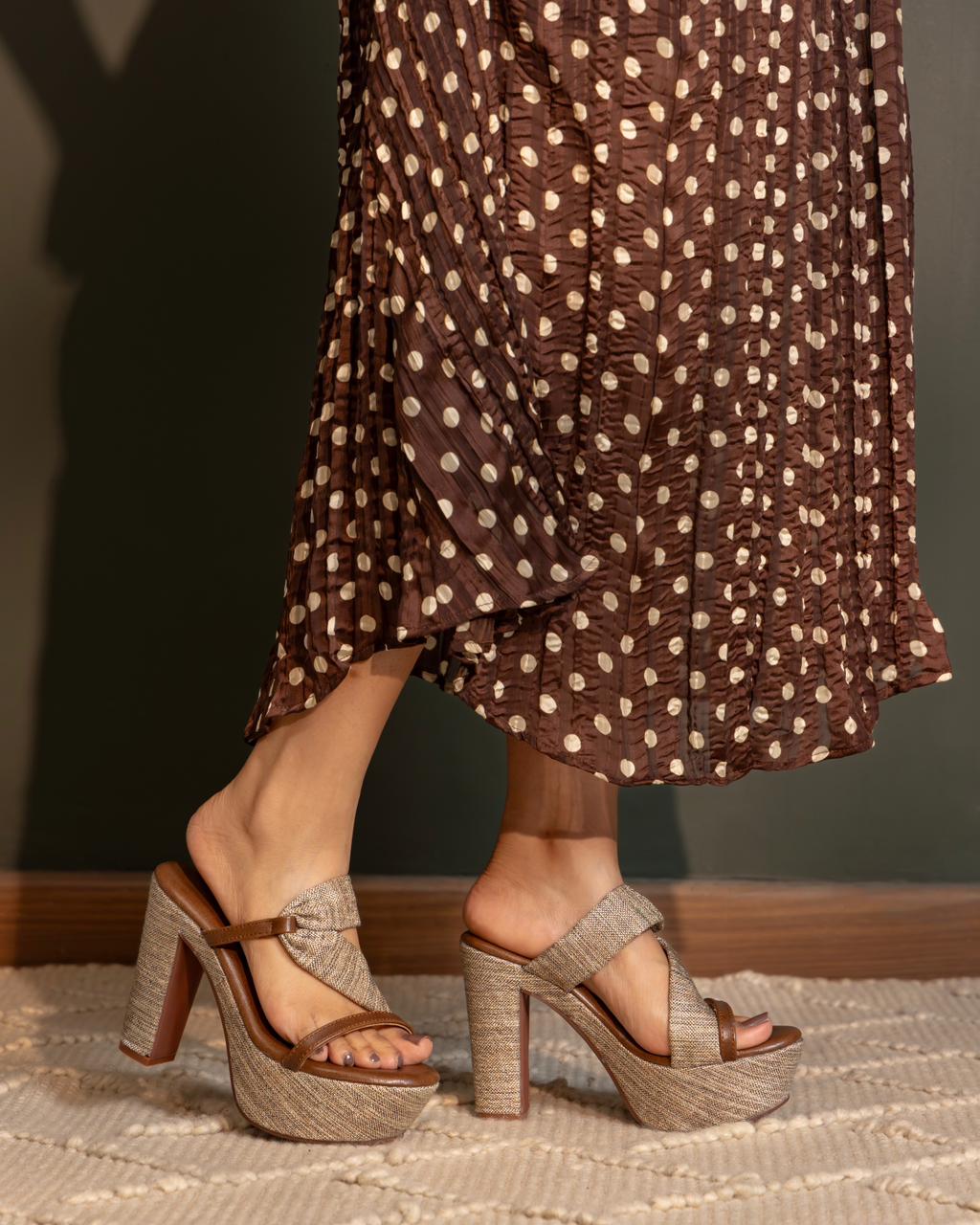 Twisted Strap Detail Block Heels