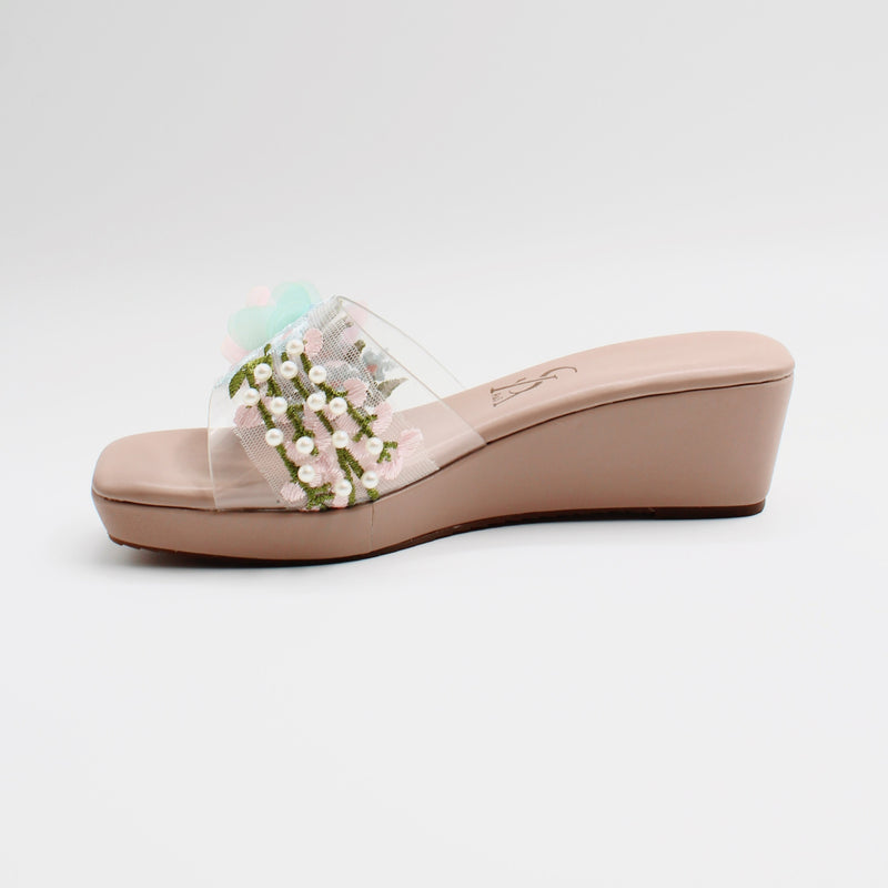 PASTEL MULTI FLOWER WEDGE MULES – A&S